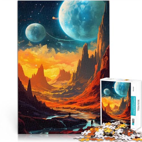 Puzzle 1000 Teile für Jugendliche Denksportaufgabe für Berge und Planeten Kunst Jedes Stück ist einzigartig – Anspruchsvolles Familienspiel75x50cm von QVKZLYFXN