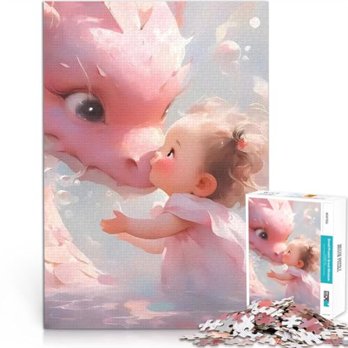Puzzle 1000 Teile für Jugendliche Intellektuelles Spiel Niedliche Drachenkirschblüte Geburtstagsgeschenk, Geschenke38x26cm von QVKZLYFXN