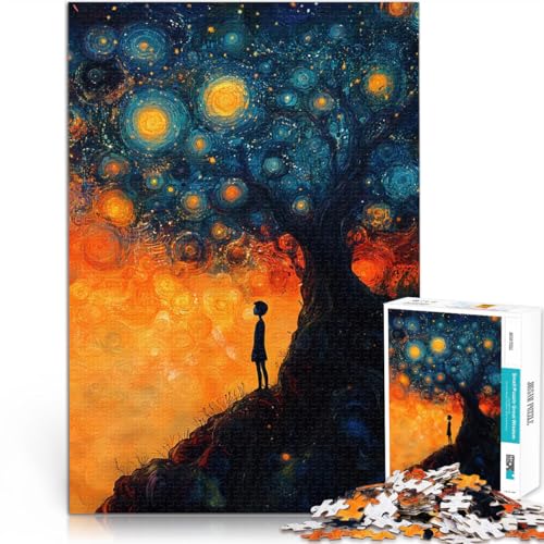 Puzzle 1000 Teile für Jugendliche Lernspiel-Herausforderungsspielzeug Sternennachtbaum Wunschliste mit dem Weihnachtsmann38x26cm von QVKZLYFXN