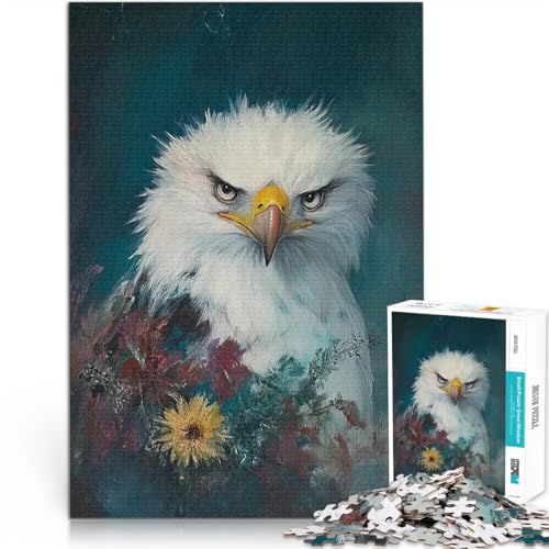 Puzzle 1000 Teile für Jugendliche Pädagogisches Spielzeug zum Stressabbau Porträt eines Weißkopfseeadlers Geburtstagsgeschenk52x38cm von QVKZLYFXN