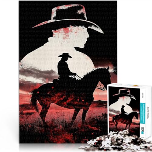 Puzzle 1000 Teile für Jugendliche Quizspiel Cowboy-Doppelbelichtungs-Silhouette Wanddekoration Einzigartige Geburtstags- und Weihnachtsgeschenke52x38cm Puzzle 1000 Teile für Jugendliche Quizspiel Cowboy-Doppelbelichtungs-Silhouette Wanddekoration Einzigartige Geburtstags- und Weihnachtsgeschenke52x38cm von QVKZLYFXN