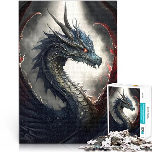 Puzzle 1000 Teile für Teenager Gehirnintelligenz-Herausforderung süchtig machendes Spielzeug Drachen für Heimdekoration52x38cm von QVKZLYFXN