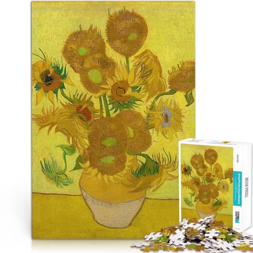 Puzzle 1000 Teile für Teenager Gehirnintelligenz-Herausforderung süchtig machendes Spielzeug Sonnenblumen für Heimdekoration50x70cm von QVKZLYFXN