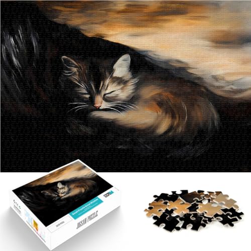 Puzzle 1000 Teile für Teenager Herausforderndes Spiel Schlafendes Kätzchen Gemälde Lernspiel für Geburtstag, Weihnachten38x26cm Puzzle 1000 Teile für Teenager Herausforderndes Spiel Schlafendes Kätzchen Gemälde Lernspiel für Geburtstag, Weihnachten38x26cm von QVKZLYFXN