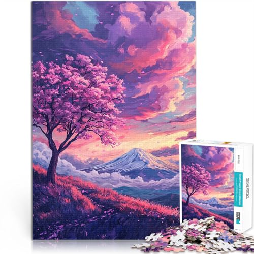 Puzzle 1000 Teile für Teenager Lernspiel-Herausforderungsspielzeug Kirschblütenberg einzigartiges Herausforderungsspiel38x26cm von QVKZLYFXN