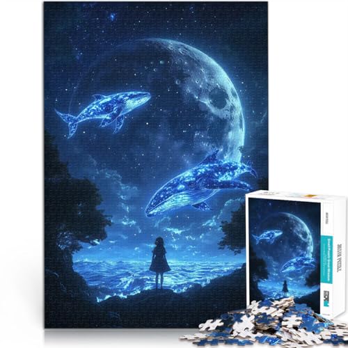 Puzzle 1000 Teile für Teenager Lernspiel-Herausforderungsspielzeug Sternennachtwale Verbessern Sie das Gedächtnis38x26cm von QVKZLYFXN