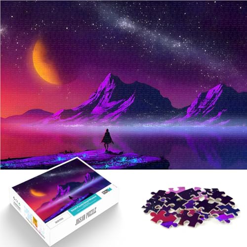 Puzzle 1000 Teile für Teenager Lernspiele DIY Spielzeug Nachthimmel Berglandschaft einzigartiges Herausforderungsspiel50x70cm von QVKZLYFXN