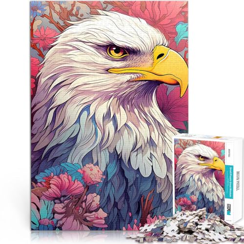 Puzzle 1000 Teile für Teenager Spielzeug-Intellektuelles Spiel Weißkopfseeadler zwischen Blumen Geburtstagsgeschenk, Geschenke75x50cm von QVKZLYFXN