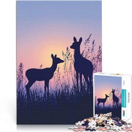 Puzzle für Erwachsene, 1000 Teile Anspruchsvolles Spiel und Familienspaß Hirschsilhouetten bei Sonnenuntergang EIN Kunstwerk52x38cm Puzzle für Erwachsene, 1000 Teile Anspruchsvolles Spiel und Familienspaß Hirschsilhouetten bei Sonnenuntergang EIN Kunstwerk52x38cm von QVKZLYFXN