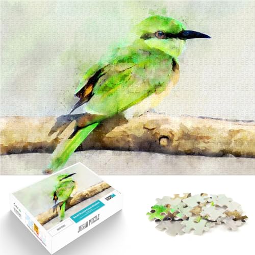 Puzzle für Erwachsene, 1000 Teile Herausforderndes Spiel Aquarell Bienenfresser Vogel Geburtstagsgeschenk, Geschenke50x70cm von QVKZLYFXN