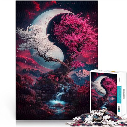 Puzzle für Erwachsene, 1000 Teile Lernspiele DIY Spielzeug Halbmondbaum mit vollständig ineinander greifenden, zufällig geformten Teilen38x26cm von QVKZLYFXN