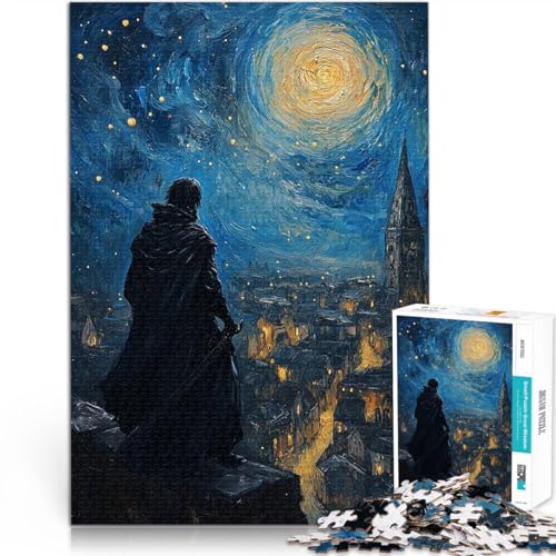 Puzzle für Erwachsene, 1000 Teile Spielzeug Lernspiele Stressabbau Nächtliche Stadtansicht mit Figur Wanddekoration38x26cm von QVKZLYFXN