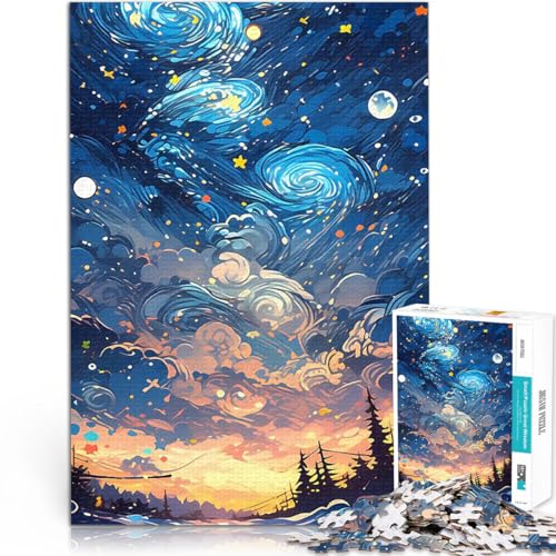 Puzzle für Erwachsene, 1000 Teile Spielzeug Lernspiele Stressabbau Sternennacht-Gemälde Lernspiel für Geburtstag, Weihnachten52x38cm von QVKZLYFXN
