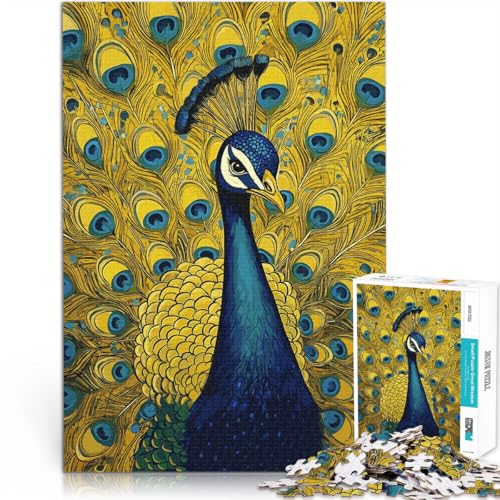 Puzzle für Erwachsene, 1000 Teile Stressabbau-Spielzeug Pfau mit ausgebreiteten Federn Wunschliste mit dem Weihnachtsmann75x50cm von QVKZLYFXN