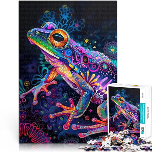 Puzzle für Erwachsene 1000 Teile Pädagogisches Spielzeug zum Stressabbau Psychedelische Froschkunst Geschenk zum Geburtstag75x50cm von QVKZLYFXN