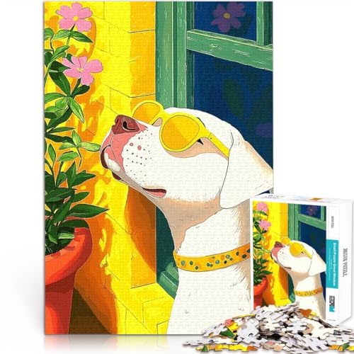 Puzzle für Erwachsene 1000 Teile Spielzeug-Intellektuelles Spiel Hund mit Sonnenbrille Verbessern Sie das Gedächtnis50x70cm von QVKZLYFXN