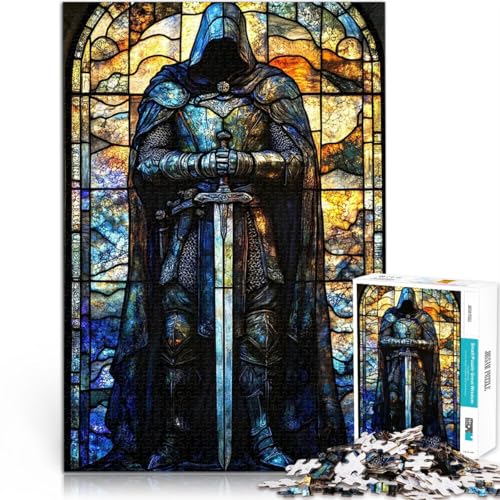 Puzzle für Erwachsene 1000 Teile Spielzeug-Intellektuelles Spiel Ritter aus Buntglas Lernspiel für Geburtstag, Weihnachten38x26cm von QVKZLYFXN