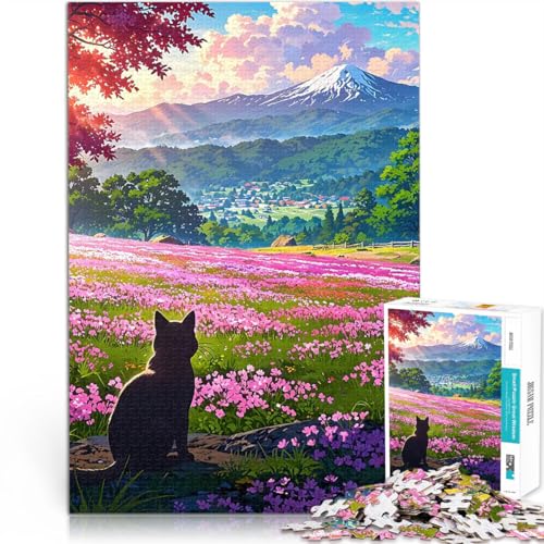Puzzle für Erwachsene 1000 Teile Spielzeug Lernspiele Stressabbau Katze im Blumenfeld Verbessern Sie das Gedächtnis75x50cm von QVKZLYFXN