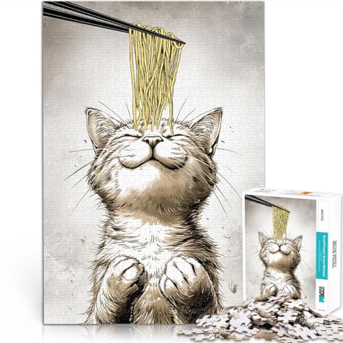 Puzzle für Erwachsene 1000 Teile Spielzeug Lernspiele Stressabbau Warte auf Meine Nudel Lernspiel für Geburtstag, Weihnachten38x26cm von QVKZLYFXN