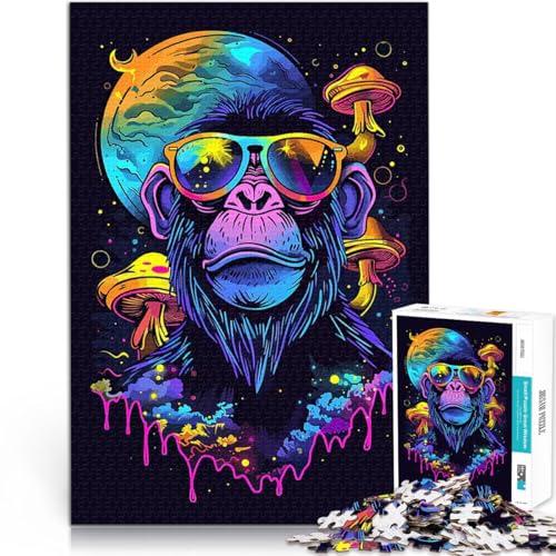 Puzzle für Erwachsene mit 1000 Teilen Denkspiel Trippy Cool Schimpanse mit vollständig ineinander greifenden, zufällig geformten Teilen38x26cm Puzzle für Erwachsene mit 1000 Teilen Denkspiel Trippy Cool Schimpanse mit vollständig ineinander greifenden, zufällig geformten Teilen38x26cm von QVKZLYFXN