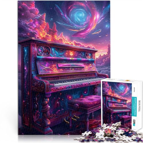 Puzzle für Erwachsene mit 1000 Teilen Lernspiel-Herausforderungsspielzeug Kosmisches Klavier mit passendem Poster und Quizblatt38x52cm von QVKZLYFXN