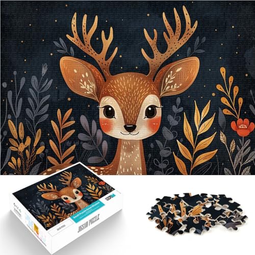 Puzzle für Erwachsene mit 1000 Teilen Spielzeug Lernspiele Stressabbau Niedlicher wunderlicher Hirsch Geburtstagsgeschenk75x50cm von QVKZLYFXN