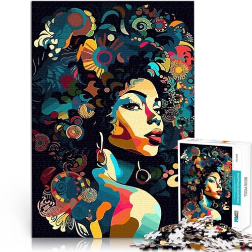Puzzle für Erwachsene mit 1000 Teilen Stressabbau-Spielzeug Abstraktes Frauenporträt einzigartiges Herausforderungsspiel75x50cm von QVKZLYFXN