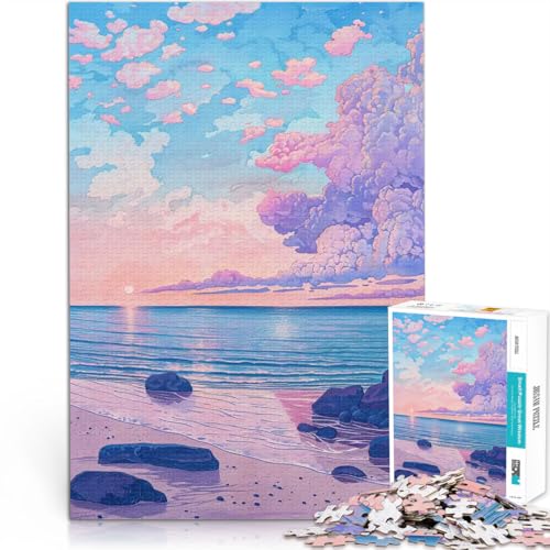 Puzzle für Erwachsene mit 1000 Teilen Stressabbau-Spielzeug Sonnenuntergangsstrand mit passendem Poster und Quizblatt75x50cm von QVKZLYFXN