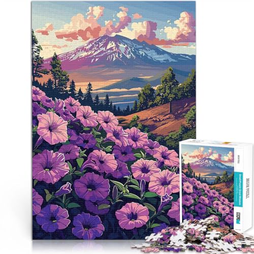 Puzzle für Erwachsene mit 1000 Teilen lustige Spiele für die ganze Familie Bergblick mit Blumen Lernspiel für Geburtstag, Weihnachten50x70cm von QVKZLYFXN