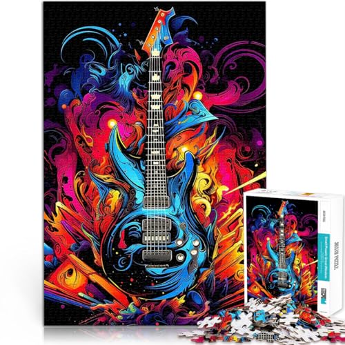 Puzzle für Jugendliche 1000 Teile Dekomprimierendes intellektuelles Lernspielzeug Elektrische Gitarre Eltern-Kind-Interaktion38x26cm von QVKZLYFXN