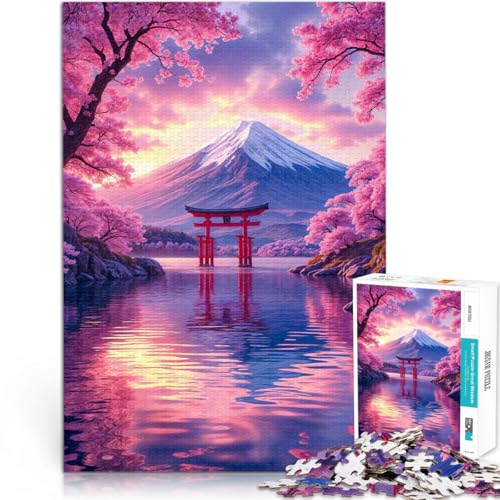 Puzzle für Jugendliche 1000 Teile Denksportaufgabe für Berg Fuji mit Sakura Wanddekoration Einzigartige Geburtstags- und Weihnachtsgeschenke75x50cm von QVKZLYFXN