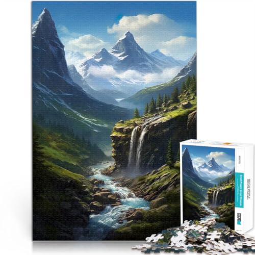 Puzzle für Jugendliche 1000 Teile Lernspiel-Herausforderungsspielzeug Wasserfall in der Waldnatur Geeignet für die Schreibtischdekoration38x26cm von QVKZLYFXN