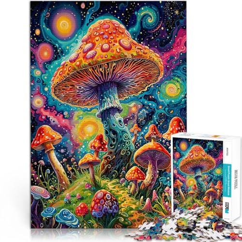 Puzzle für Jugendliche 1000 Teile Lernspiele DIY Spielzeug Psychedelische Pilzgalaxie Verbessern Sie das Gedächtnis75x50cm von QVKZLYFXN