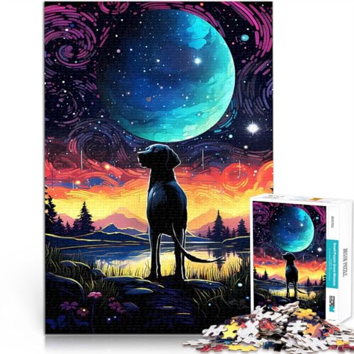 Puzzle für Jugendliche 1000 Teile Lernspiele DIY Spielzeug Sternennachthund eignet ganze Familie75x50cm von QVKZLYFXN