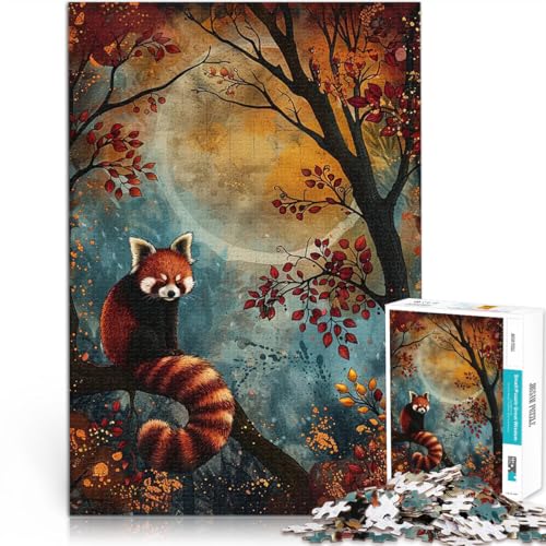 Puzzle für Jugendliche 1000 Teile Pädagogisches Spielzeug zum Stressabbau Roter Herbstpanda Geeignet für die Schreibtischdekoration75x50cm von QVKZLYFXN