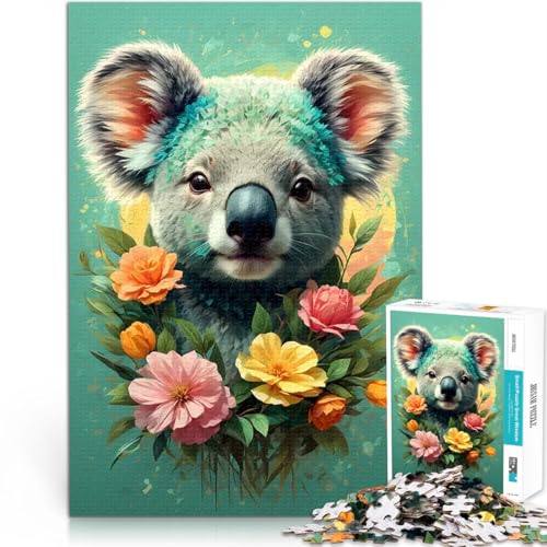 Puzzle für Jugendliche 1000 Teile Schwierig und herausfordernd Bunte Koala-Vintage-Kunst Geeignet für die Schreibtischdekoration38x26cm von QVKZLYFXN