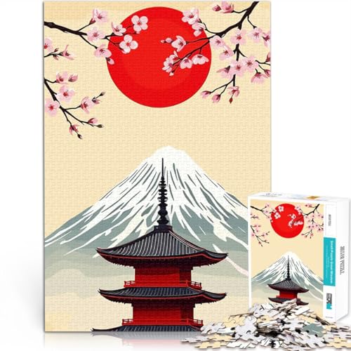 Puzzle für Jugendliche 1000 Teile Spielspielzeug Japanischer Berg Fuji Rote Sonne Geburtstagsgeschenke75x50cm von QVKZLYFXN