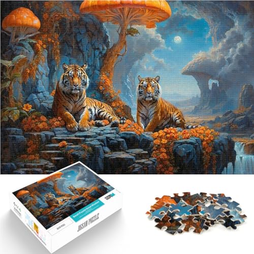 Puzzle für Jugendliche 1000 Teile Spielzeug-Intellektuelles Spiel Surreale Pilztiger Geeignet für die Schreibtischdekoration38x26cm von QVKZLYFXN