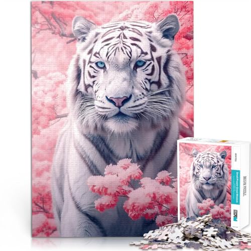 Puzzle für Jugendliche 1000 Teile Spielzeug-Intellektuelles Spiel Tiger in Kirschblüte Verbessern Sie das Gedächtnis52x38cm von QVKZLYFXN