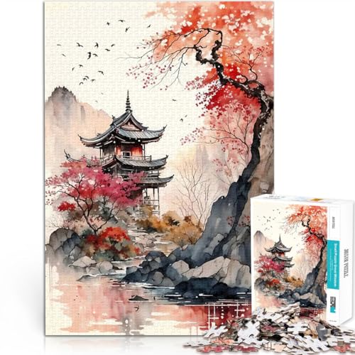Puzzle für Jugendliche 1000 Teile Spielzeug Lernspiele Stressabbau Japanische Landschaft Aquarell Geburtstagsgeschenk, Geschenke75x50cm Puzzle für Jugendliche 1000 Teile Spielzeug Lernspiele Stressabbau Japanische Landschaft Aquarell Geburtstagsgeschenk, Geschenke75x50cm von QVKZLYFXN