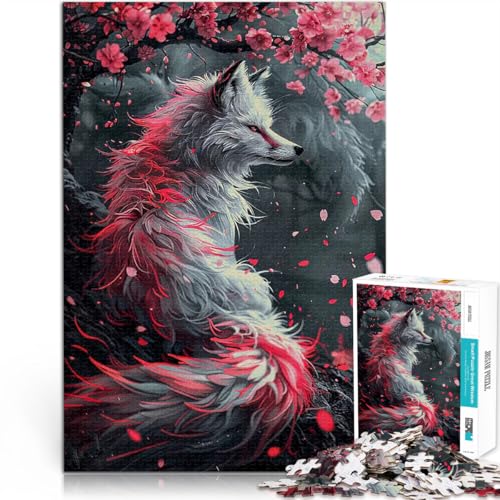 Puzzle für Jugendliche 1000 Teile für Lernspiel-Herausforderungsspielzeug Kirschblütenwolf Wunschliste mit dem Weihnachtsmann38x26cm von QVKZLYFXN
