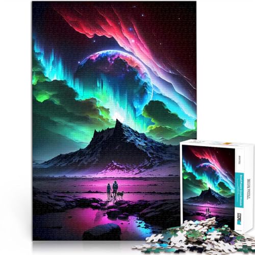 Puzzle für Jugendliche 1000 Teile für Lernspiel-Herausforderungsspielzeug Kosmische Aurora-Landschaft Geburtstagsgeschenke38x52cm von QVKZLYFXN