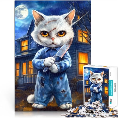 Puzzle für Teenager 1000 Teile Geschenke zum Suchbegriff: Herausfordernde Spiele Halloween-Katze Geburtstagsgeschenk, Geschenke50x70cm von QVKZLYFXN