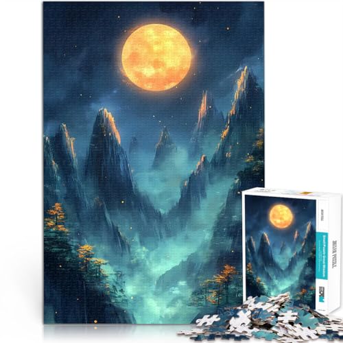 Puzzle für Teenager 1000 Teile Herausforderndes Spielspielzeug Vollmond über den Bergen Einzigartige Geburtstags- und Geschenkideen52x38cm von QVKZLYFXN