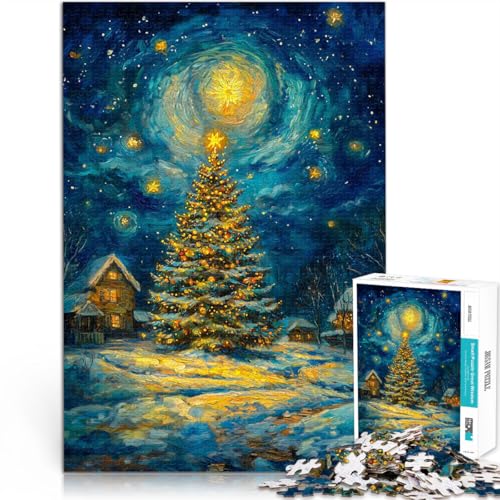 Puzzle für Teenager 1000 Teile Lernspiel-Herausforderungsspielzeug Weihnachtsbaummalerei einzigartiges Herausforderungsspiel38x52cm von QVKZLYFXN