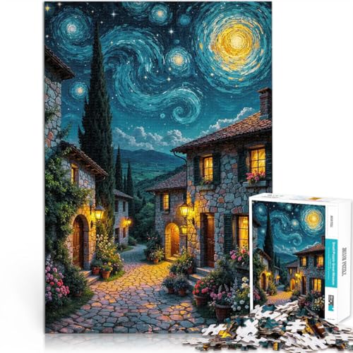 Puzzle für Teenager 1000 Teile Lernspiele DIY Spielzeug Sternennachtdorf Jedes Stück ist einzigartig – Anspruchsvolles Familienspiel50x70cm von QVKZLYFXN