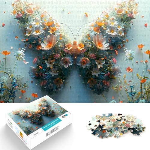 Puzzle für Teenager 1000 Teile Schwierig und herausfordernd Schmetterlings-Blumenstil Geschenke für Freunde und Familie38x52cm von QVKZLYFXN