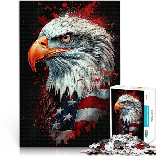 Puzzle für Teenager 1000 Teile Spielzeug-Intellektuelles Spiel Amerikanische Flagge mit Adler Geburtstagsgeschenk, Geschenke, Wandkunst38x26cm Puzzle für Teenager 1000 Teile Spielzeug-Intellektuelles Spiel Amerikanische Flagge mit Adler Geburtstagsgeschenk, Geschenke, Wandkunst38x26cm von QVKZLYFXN