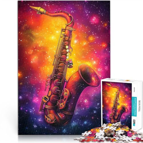 Puzzle für Teenager 1000 Teile Spielzeug für die ganze Familie Saxophon in der Weltraummusik Verbessern Sie das Gedächtnis52x38cm von QVKZLYFXN