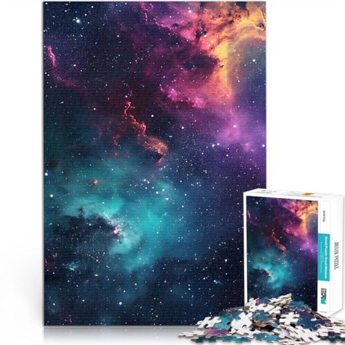Puzzle für Teenager 1000 Teile für Lernspiel-Herausforderungsspielzeug Bunte Weltraumgalaxie Geschenke für Freunde und Familie38x52cm von QVKZLYFXN